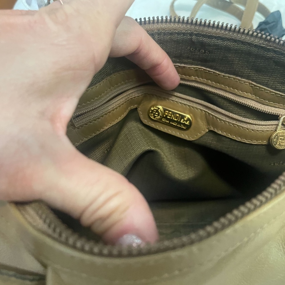 Fendi Tan/Brown Leather 2 Way Purse w/Strap,AUTHENTIC - Picture 12 of 16